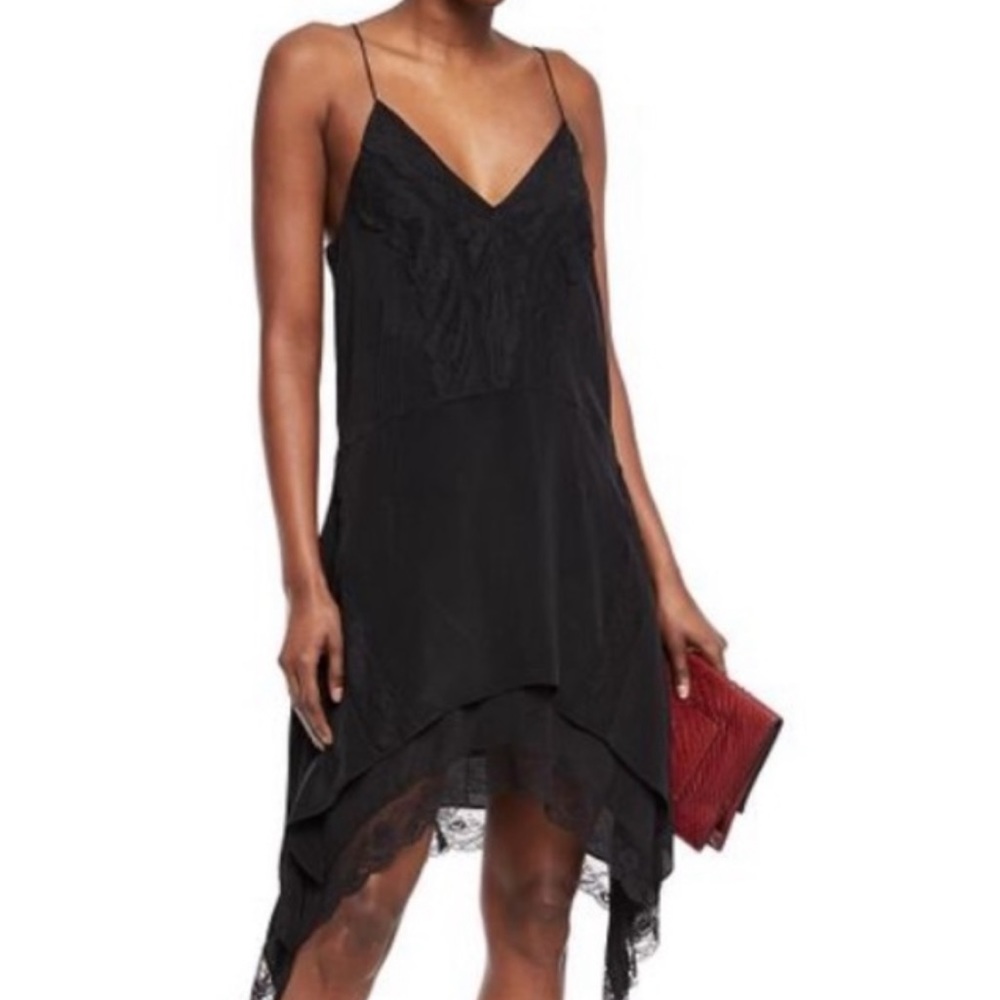 IRO Lace Trim Midi Black Dress, Size 36 / US 4